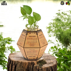 Gift Kya De Test Tube Planter with Wooden Holder / Calendar 2025, Table Top Decor Planters | Hexagon Design | Corporate Gifts