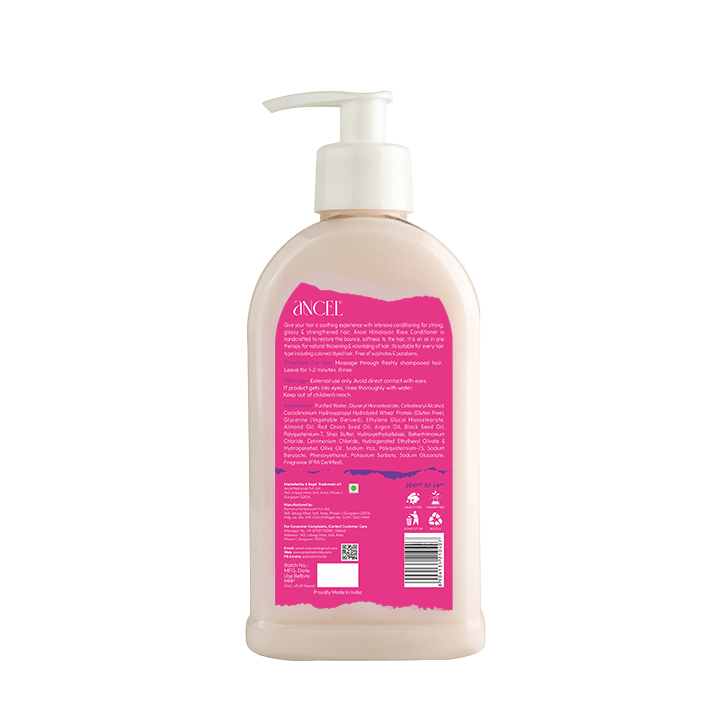 Ancel himalayan rose conditioner | rose hydrosol glycerin, virgin olive oil & shea butter | for volumizing hair and deep cleansing | for men & women |  300ml