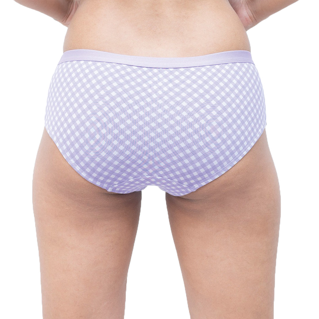 Organic Everyday Panty  Lavender Checks (Hipster) (3pc)