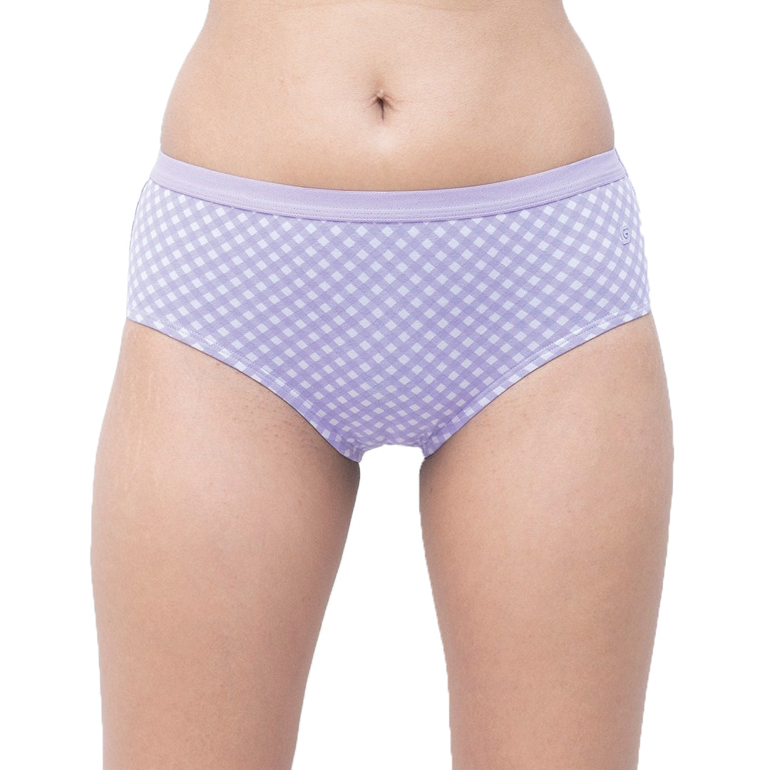 Organic Everyday Panty  Lavender Checks (Hipster) (3pc)