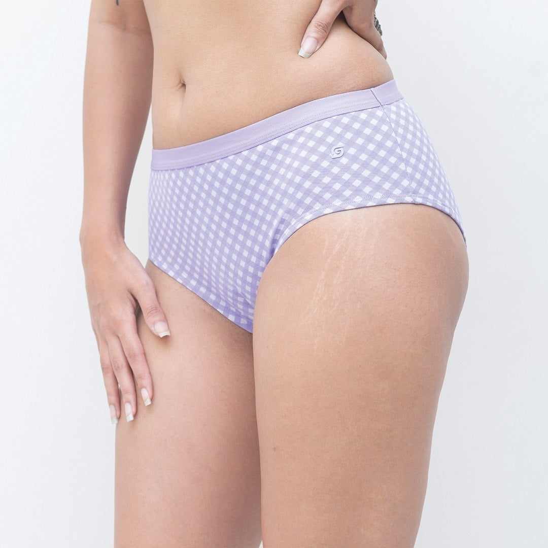 Organic Everyday Panty  Lavender Checks (Hipster) (3pc)