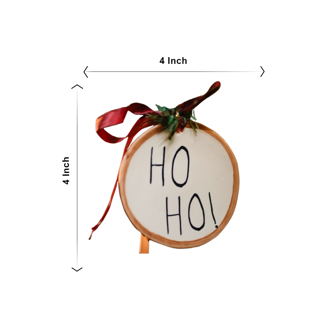 Ho Ho Ho Festive Ceramic Christmas Ornament | Santa Inspired Hanging Tree Decor – ArteCasa