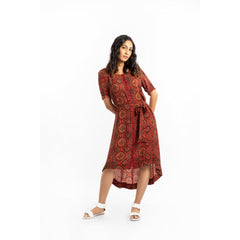 House of Ara Cupro Fabric Ajrakh A-Line Dress