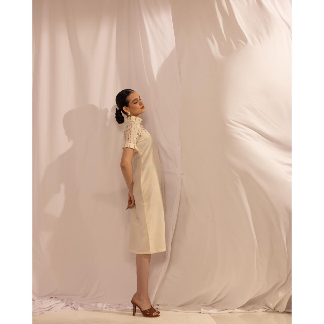 House of Ara Handwoven Organic Cotton Pleated Midi Dress