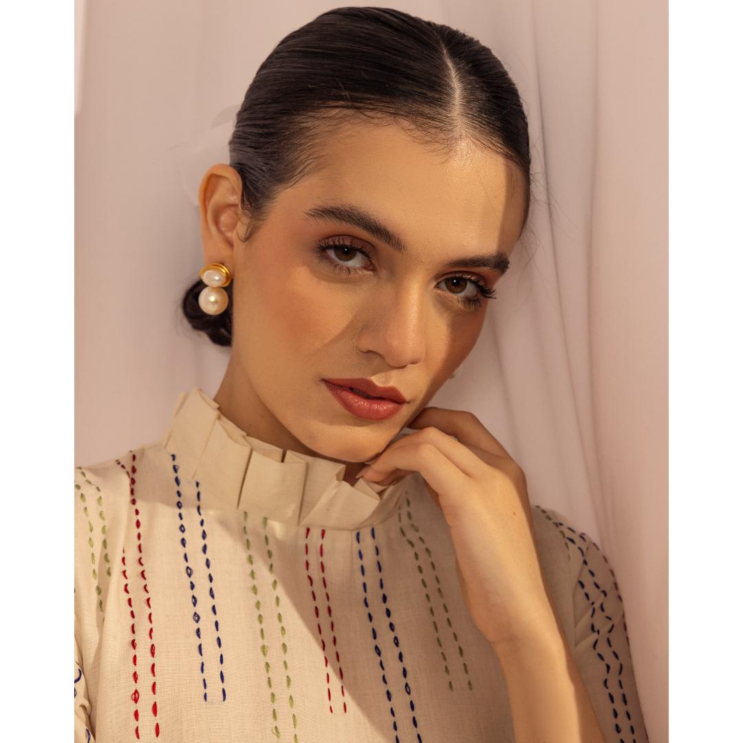 House of Ara Handwoven Organic Cotton Pleated Midi Dress