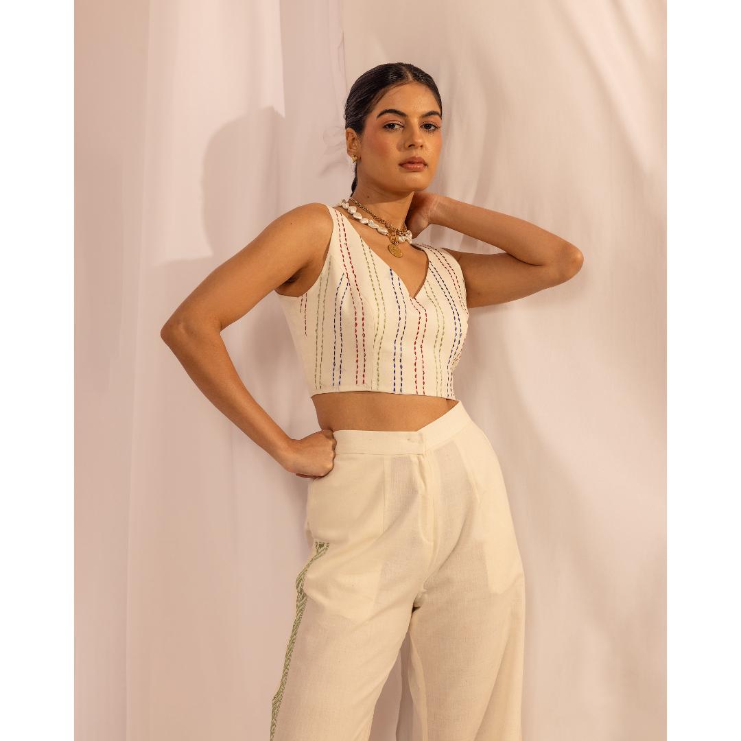 House of Ara Handwoven Organic Cotton Kantha Crop Top