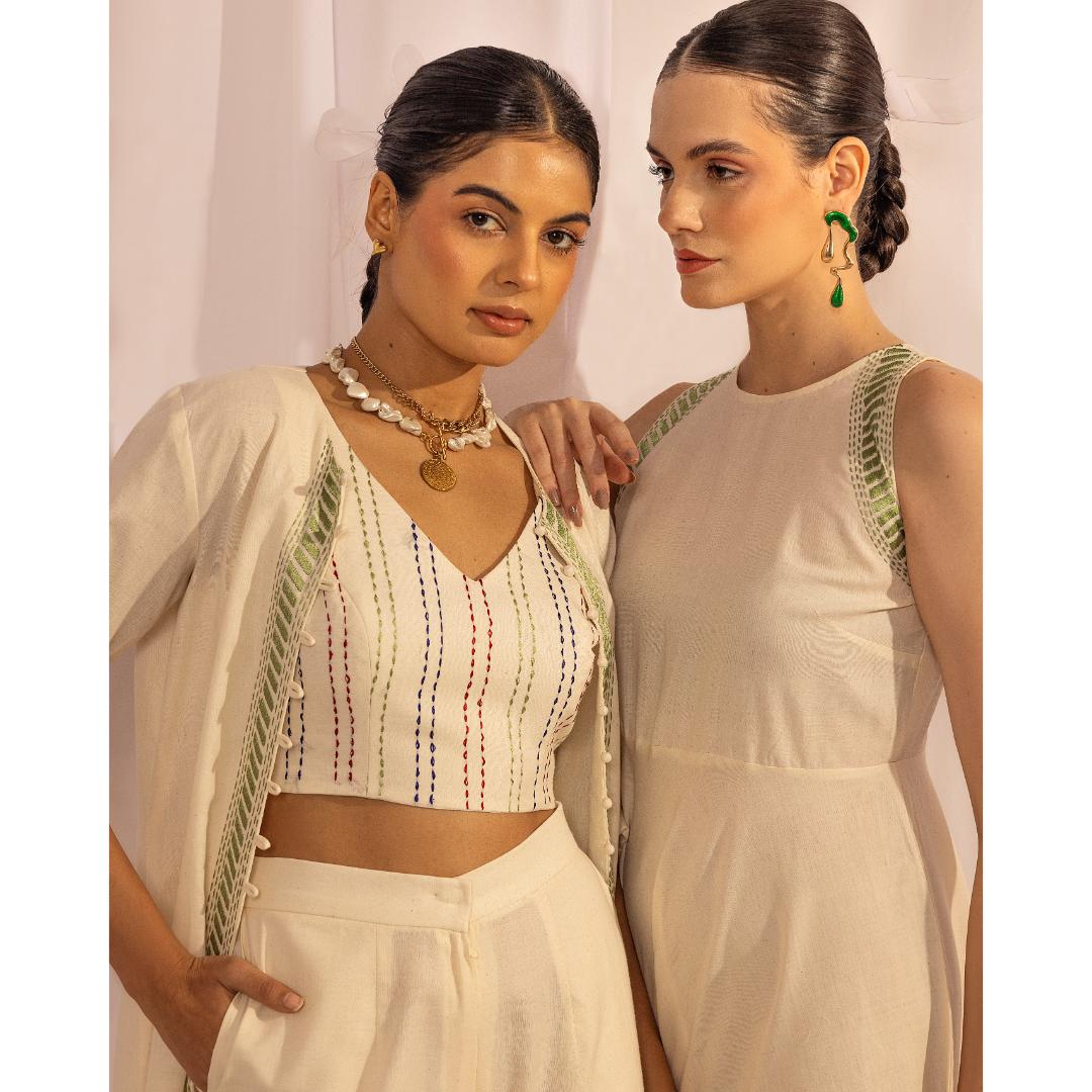 House of Ara Handwoven Organic Cotton Kantha Crop Top