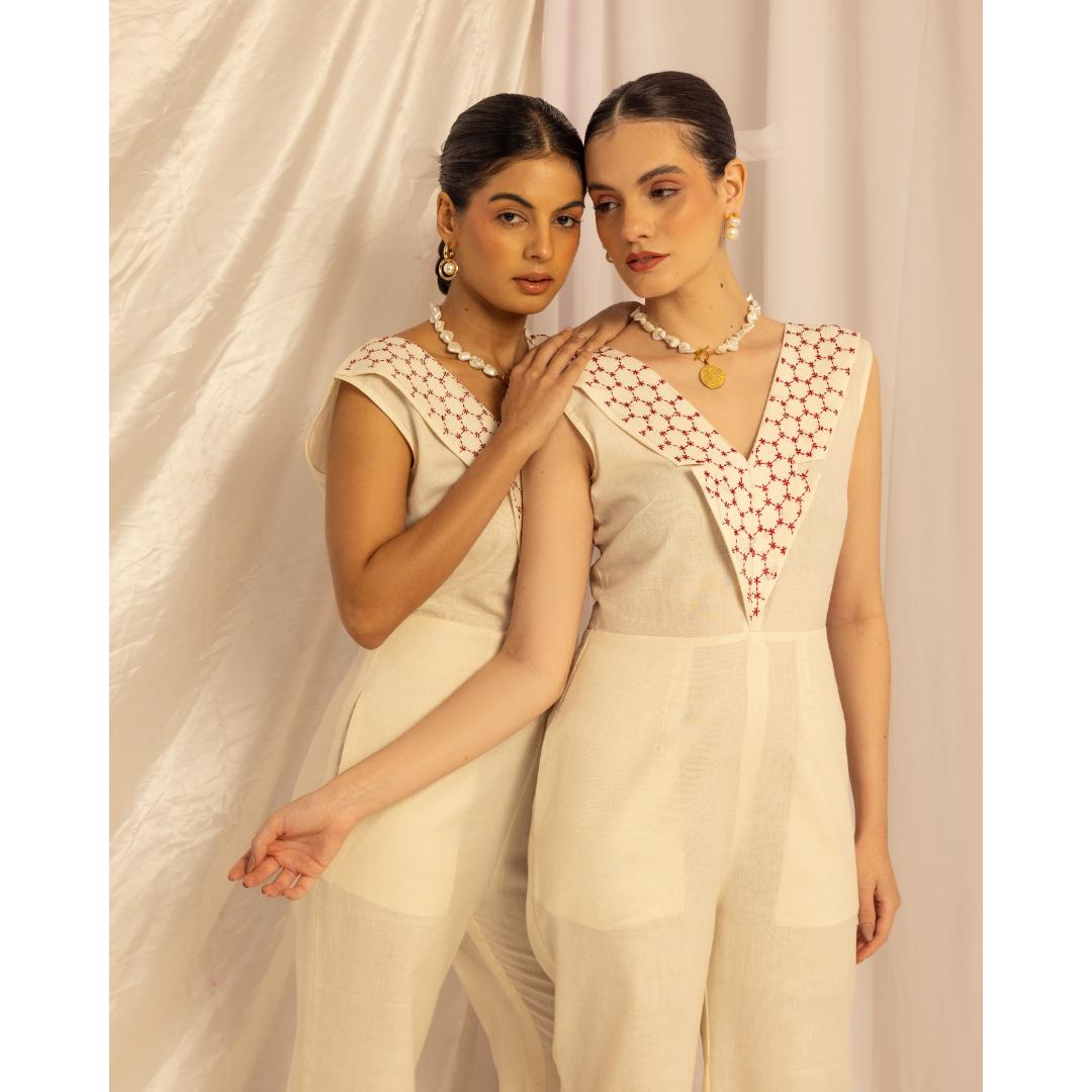 House of Ara Handwoven Organic Cotton Kantha Jumpsuit