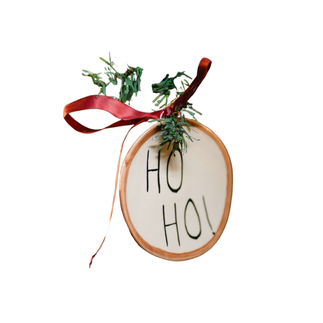 Ho Ho Ho Festive Ceramic Christmas Ornament | Santa Inspired Hanging Tree Decor – ArteCasa