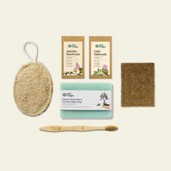 Soil Origin Eco-Friendly Home & Body Essentials Combo - Toothbrush, Loofah, Coconut Scrubber & More