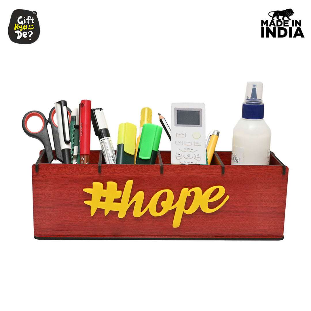 Gift Kya De Motivational Desk Organizer | 4 Compartments | Desk Accessories
