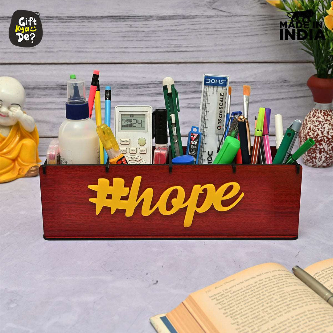 Gift Kya De Motivational Desk Organizer | 4 Compartments | Desk Accessories