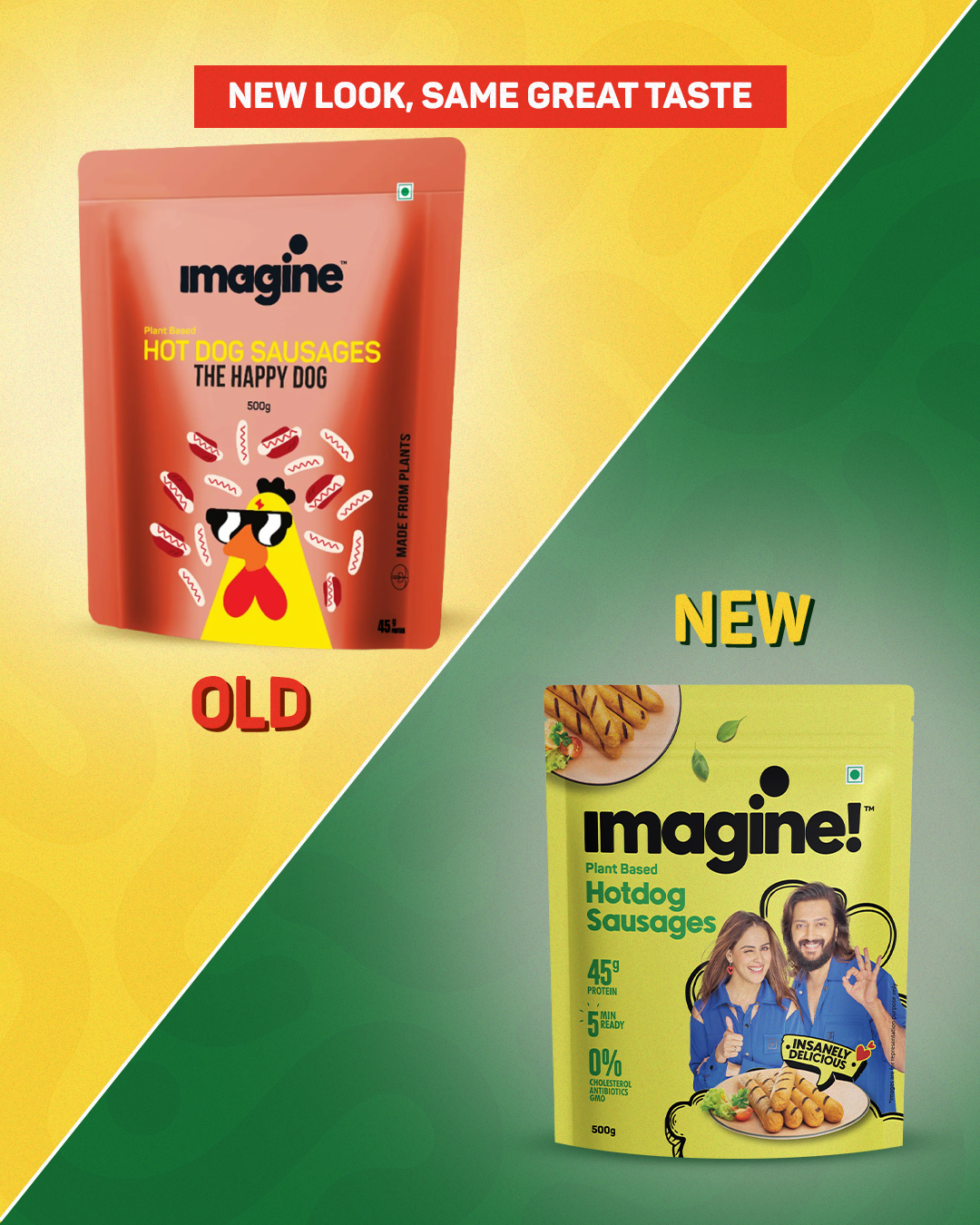 Imagine Plant Based Hotdog Sausages - Pack of 3x500gm.