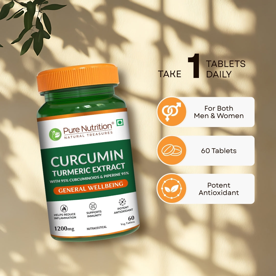 Curcumin Turmeric Extract 1200mg | 95% Curcuminoids & Piperine | 60 Tablets