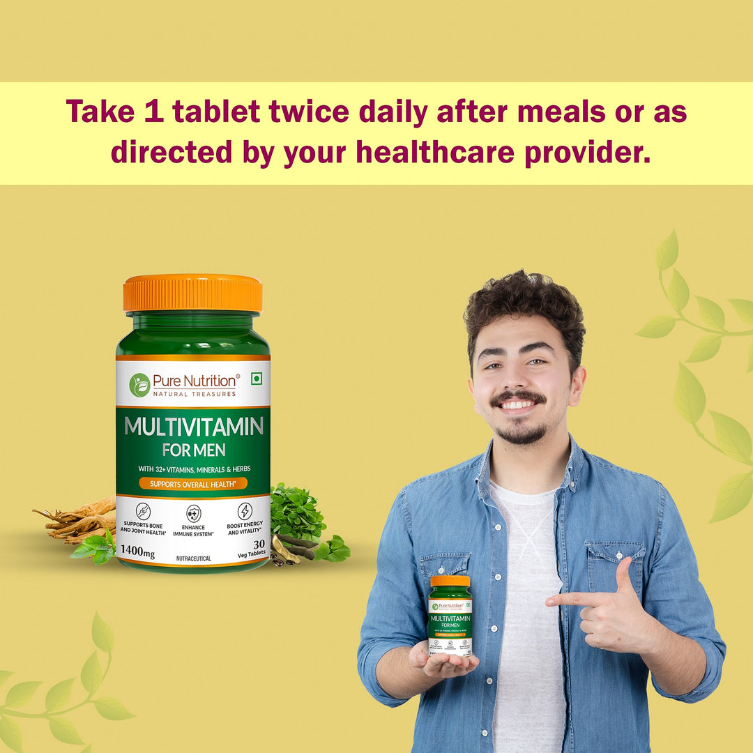 Multivitamin for Men – 30 Vegetarian Tablets | Comprehensive Wellness with 32+ Nutrients