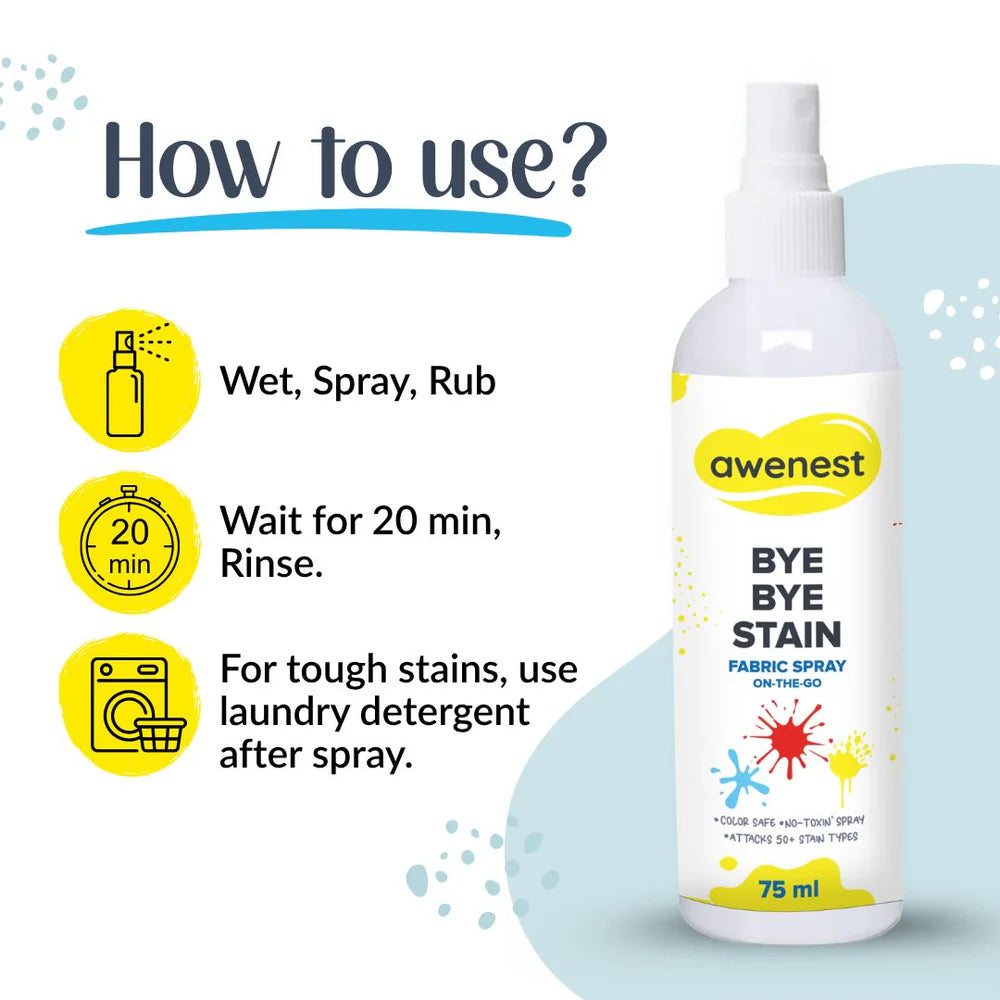 Instant Food Stain Remover Fabric Spray - awenest Bye Bye Food Stain, works on 50+ Food and Blood Stains on-the-go for combos