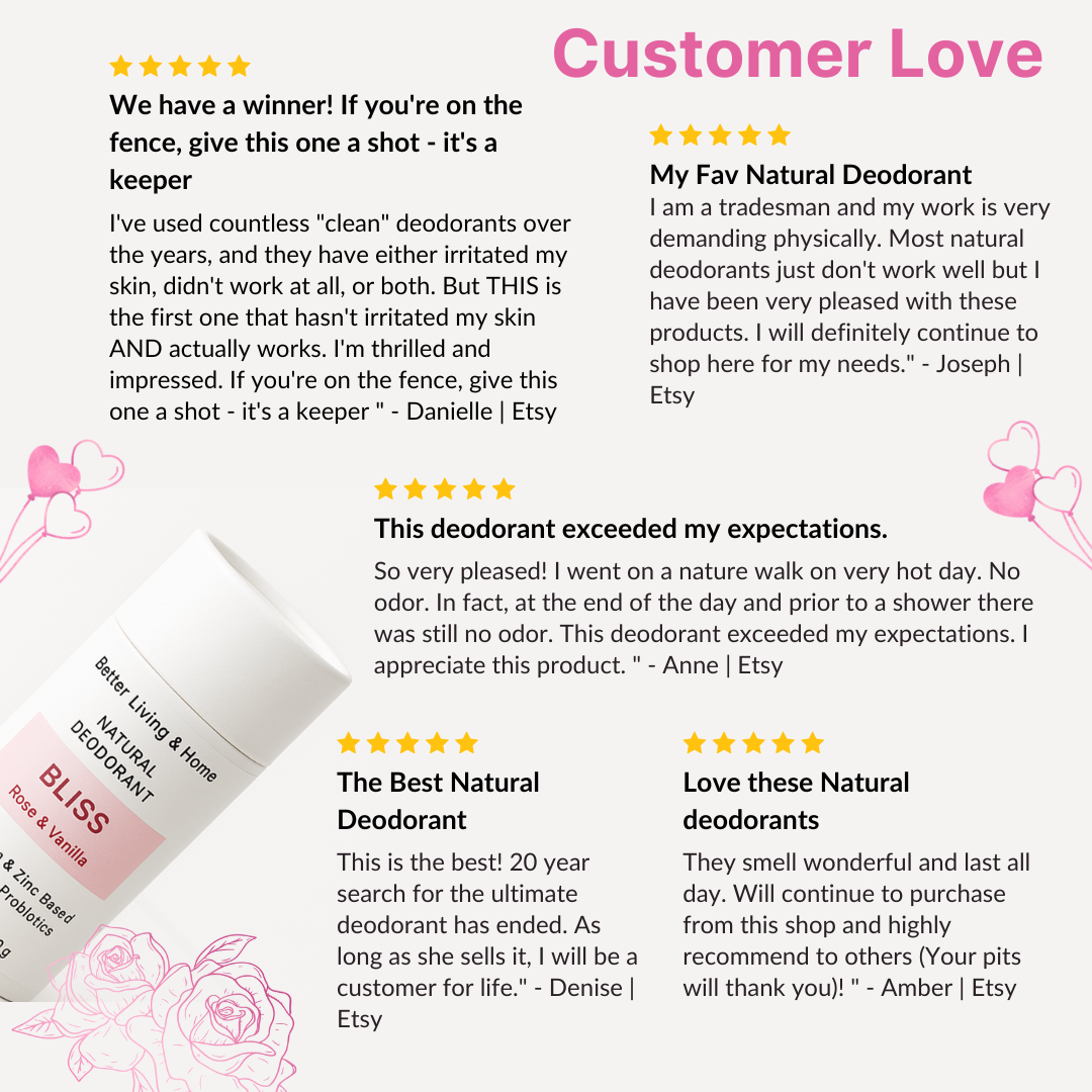 Betterliving And Home Bliss - Rose & Vanilla Natural Deodorant Enriched With Magnesium & Probiotics