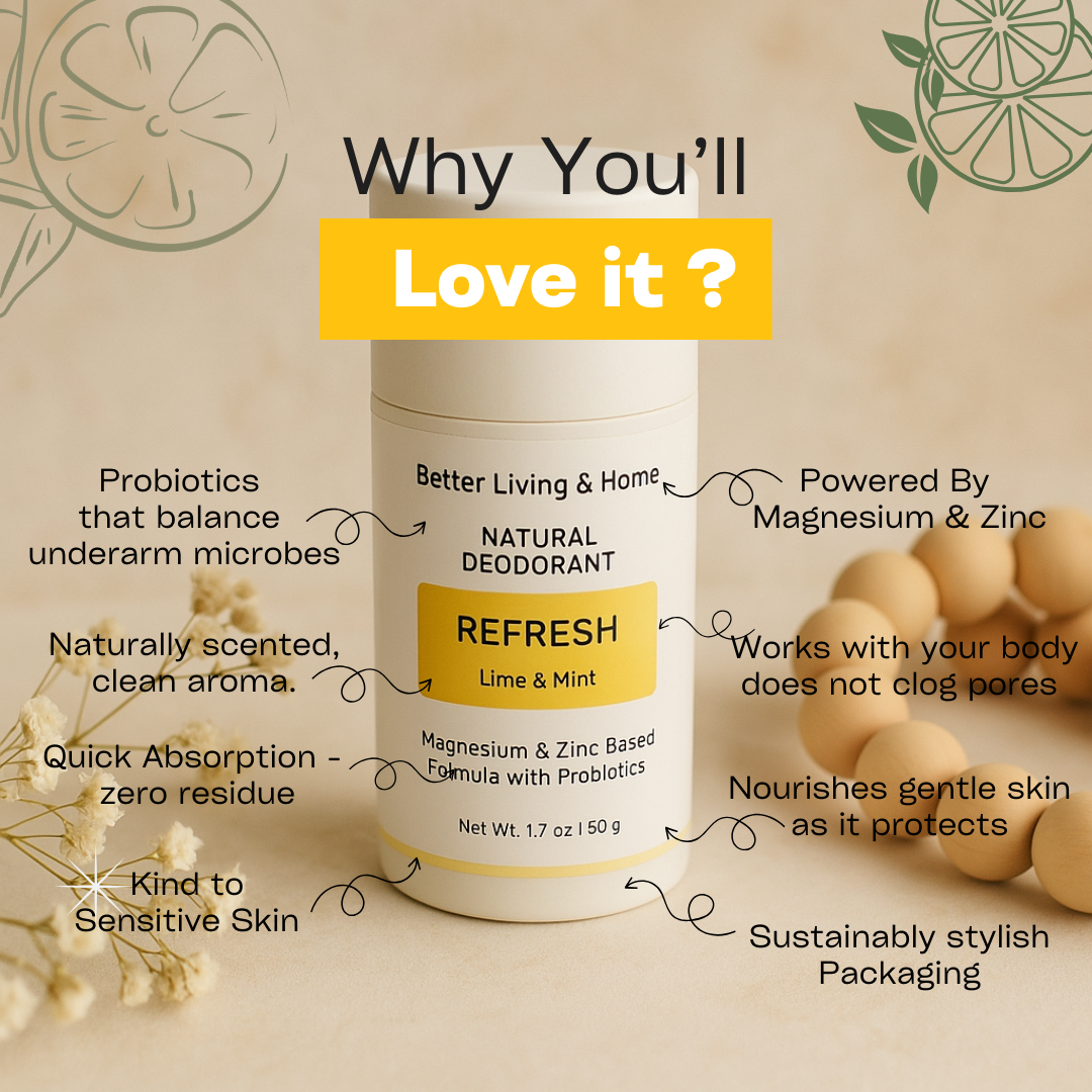 Betterliving And Home Refresh - Lime & Mint Natural Deodorant Enriched With Magnesium & Probiotics