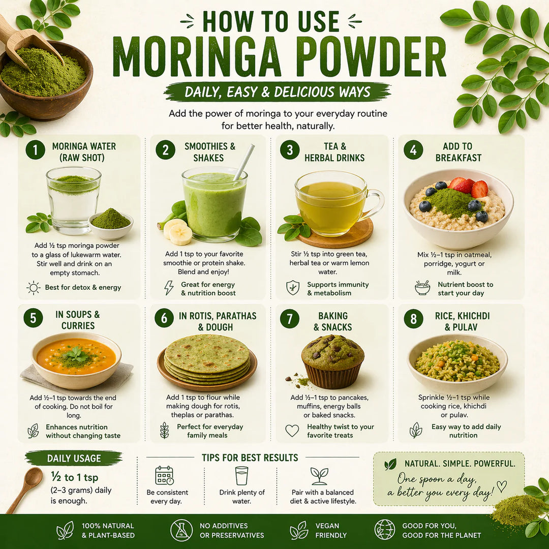 VaidyaRoots Moringa Leaf Powder – Feel Natural Energy Daily | Supports Filling Hidden Nutrient Gaps | 100% Pure & Lab-Tested Superfood