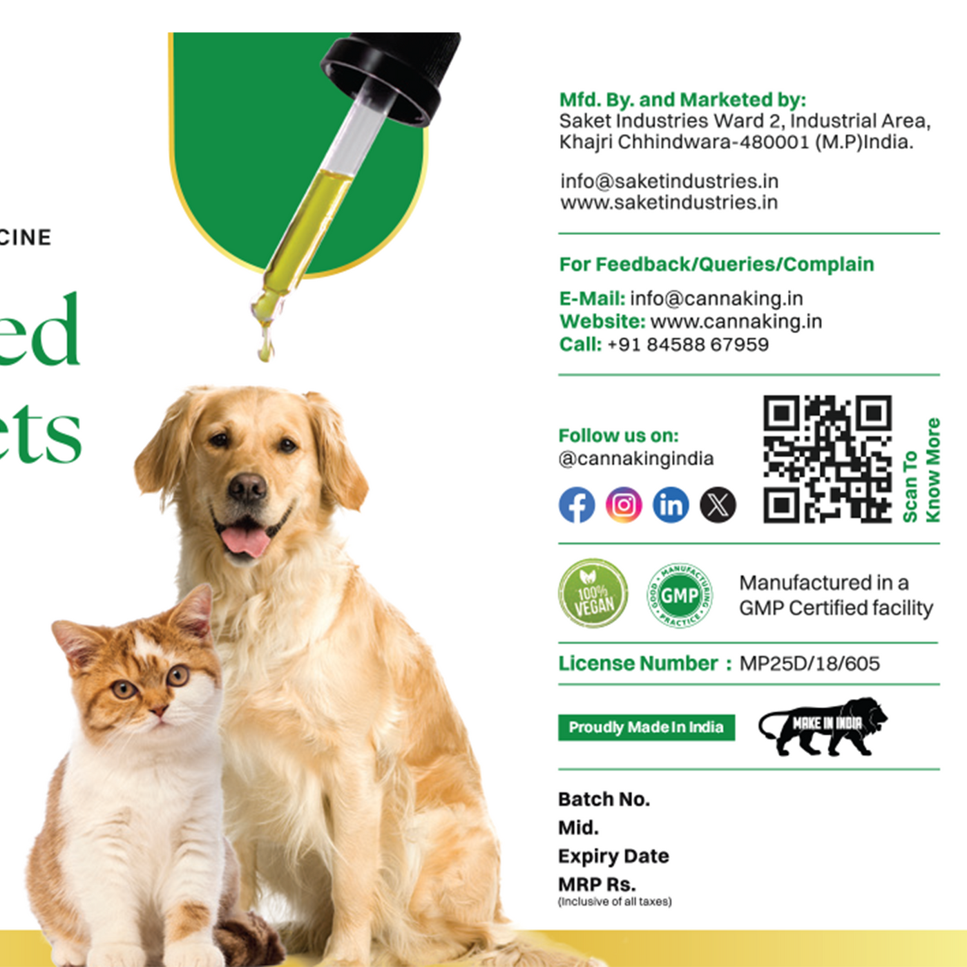 Cannaking Hemp Seed Oil for Pets - 50 ml