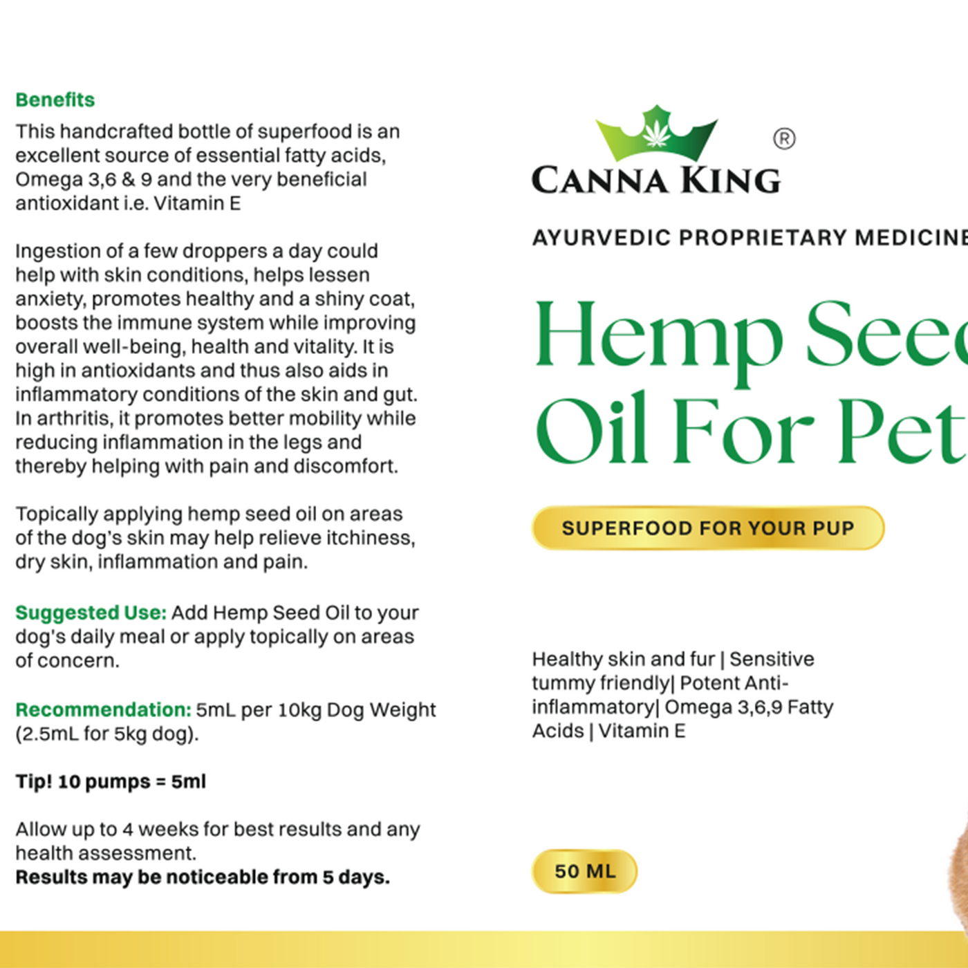 Cannaking Hemp Seed Oil for Pets - 50 ml