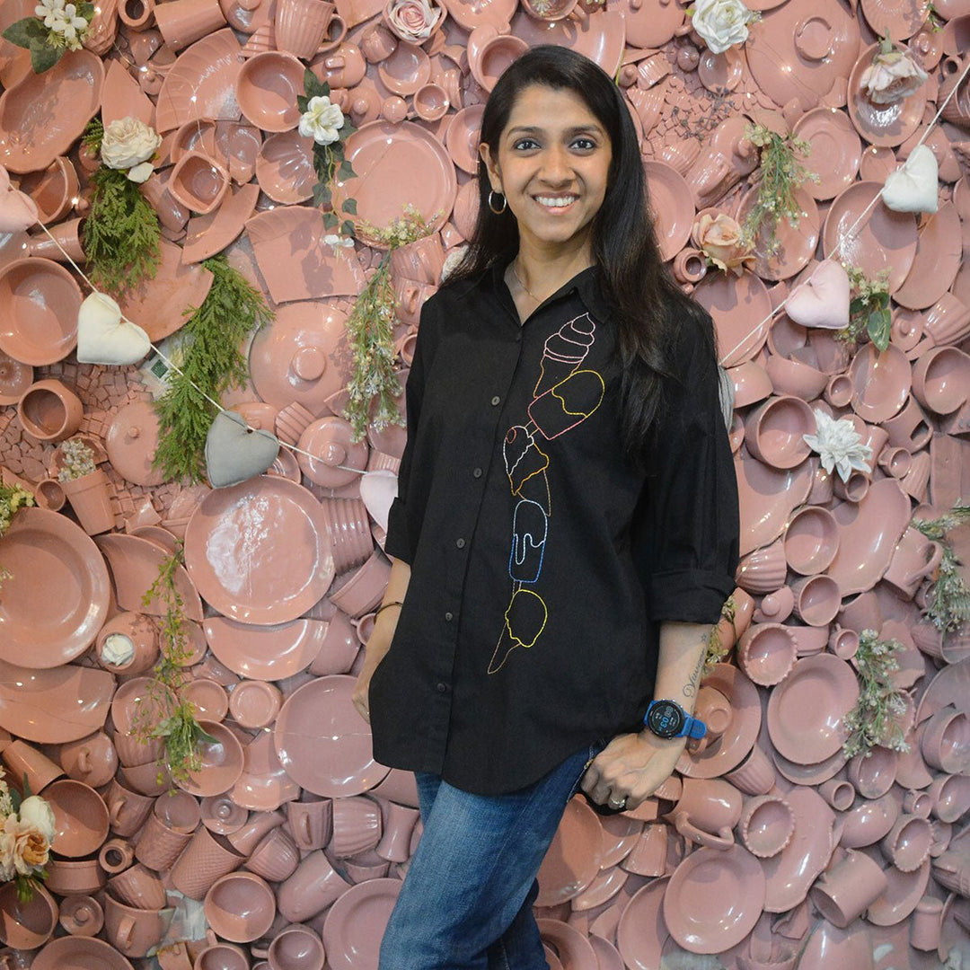 Ice Cream Embroidered Shirt for Women - Suspire