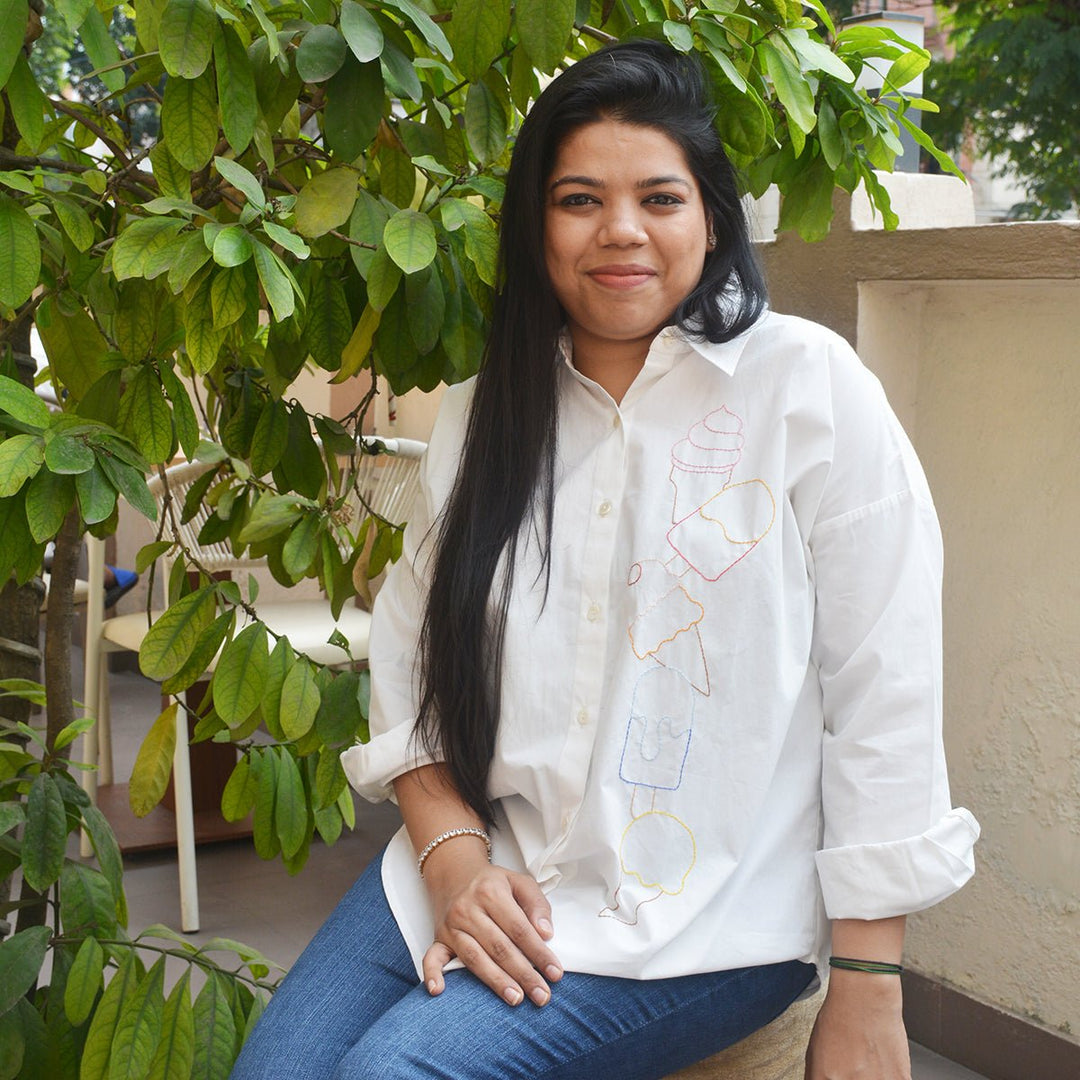 Ice Cream Embroidered Shirt for Women - Suspire