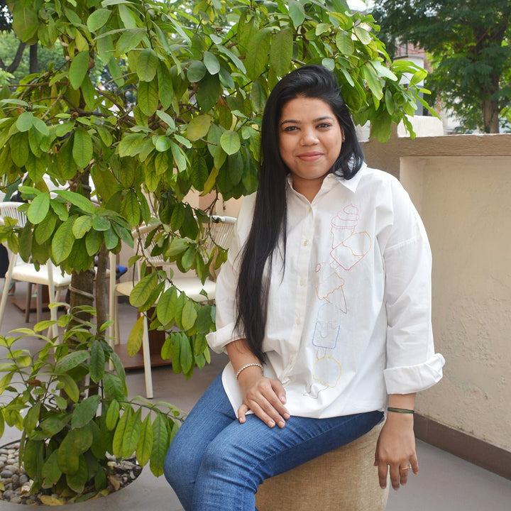 Ice Cream Embroidered Shirt for Women - Suspire