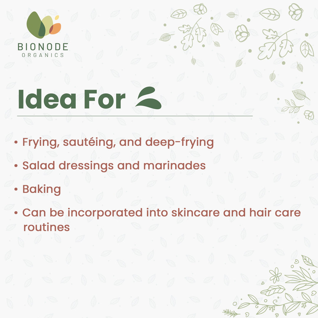 Bionode Organics Cold Pressed Sunflower Oil Certified Organic – 1 Ltr High in Monounsaturated Fats (MUFA) and Polyunsaturated Fats (PUFA), Vitamin E & Antioxidants (1liter)