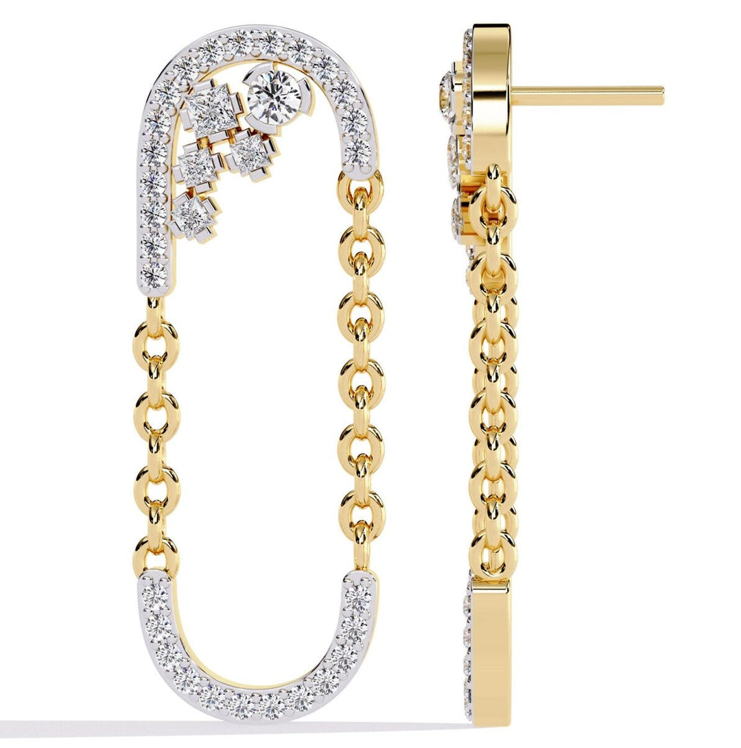 Diamond By Tilesh Statement Chain-Link Diamond Earrings with Round & Princess Cut