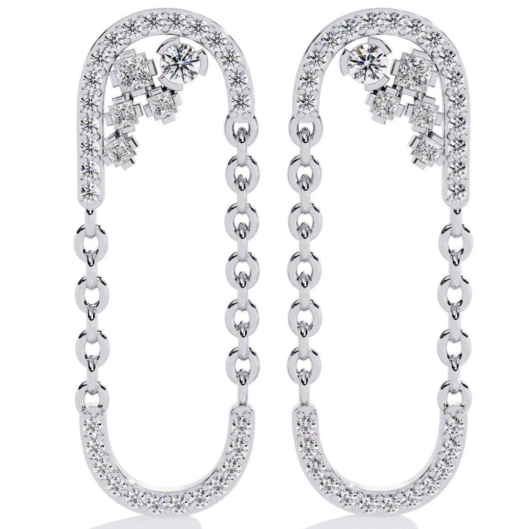 Diamond By Tilesh Statement Chain-Link Diamond Earrings with Round & Princess Cut