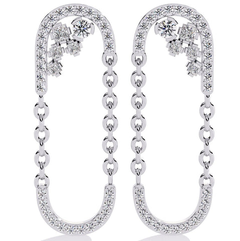 Diamond By Tilesh Statement Chain-Link Diamond Earrings with Round & Princess Cut