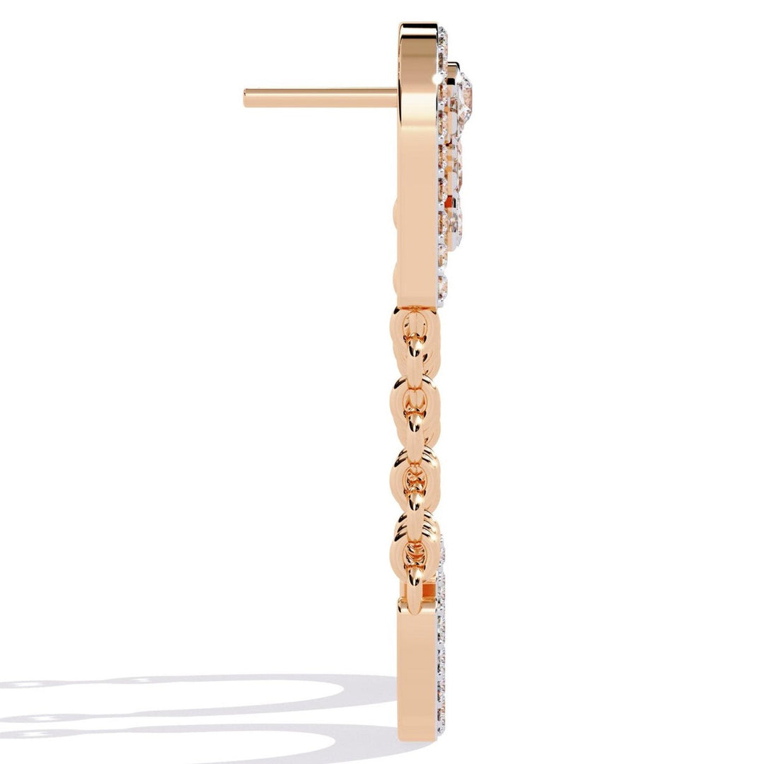 Diamond By Tilesh Statement Chain-Link Diamond Earrings with Round & Princess Cut