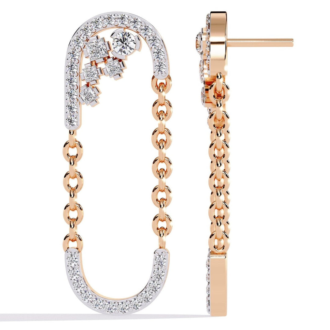 Diamond By Tilesh Statement Chain-Link Diamond Earrings with Round & Princess Cut