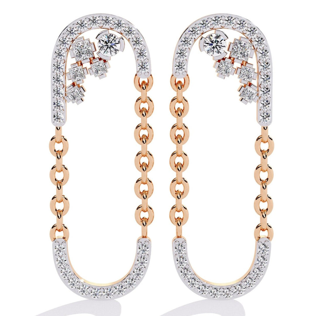 Diamond By Tilesh Statement Chain-Link Diamond Earrings with Round & Princess Cut