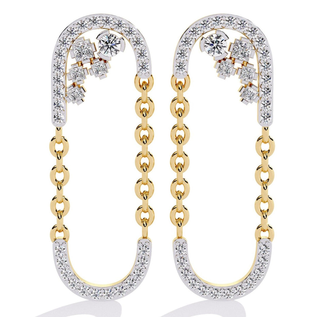 Diamond By Tilesh Statement Chain-Link Diamond Earrings with Round & Princess Cut