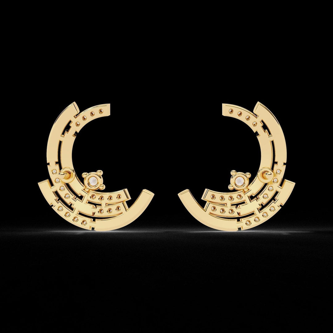 Diamond By Tilesh Geometric Diamond Hoop Earrings – Modern Art Deco Inspired
