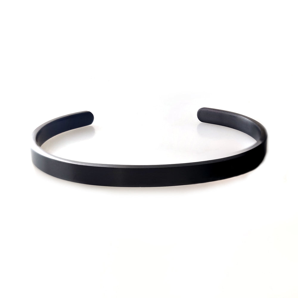 Minimalist Black Stainless Steel Open Cuff Bracelet