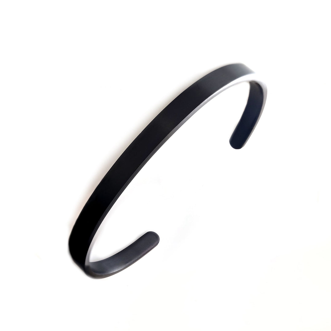Minimalist Black Stainless Steel Open Cuff Bracelet