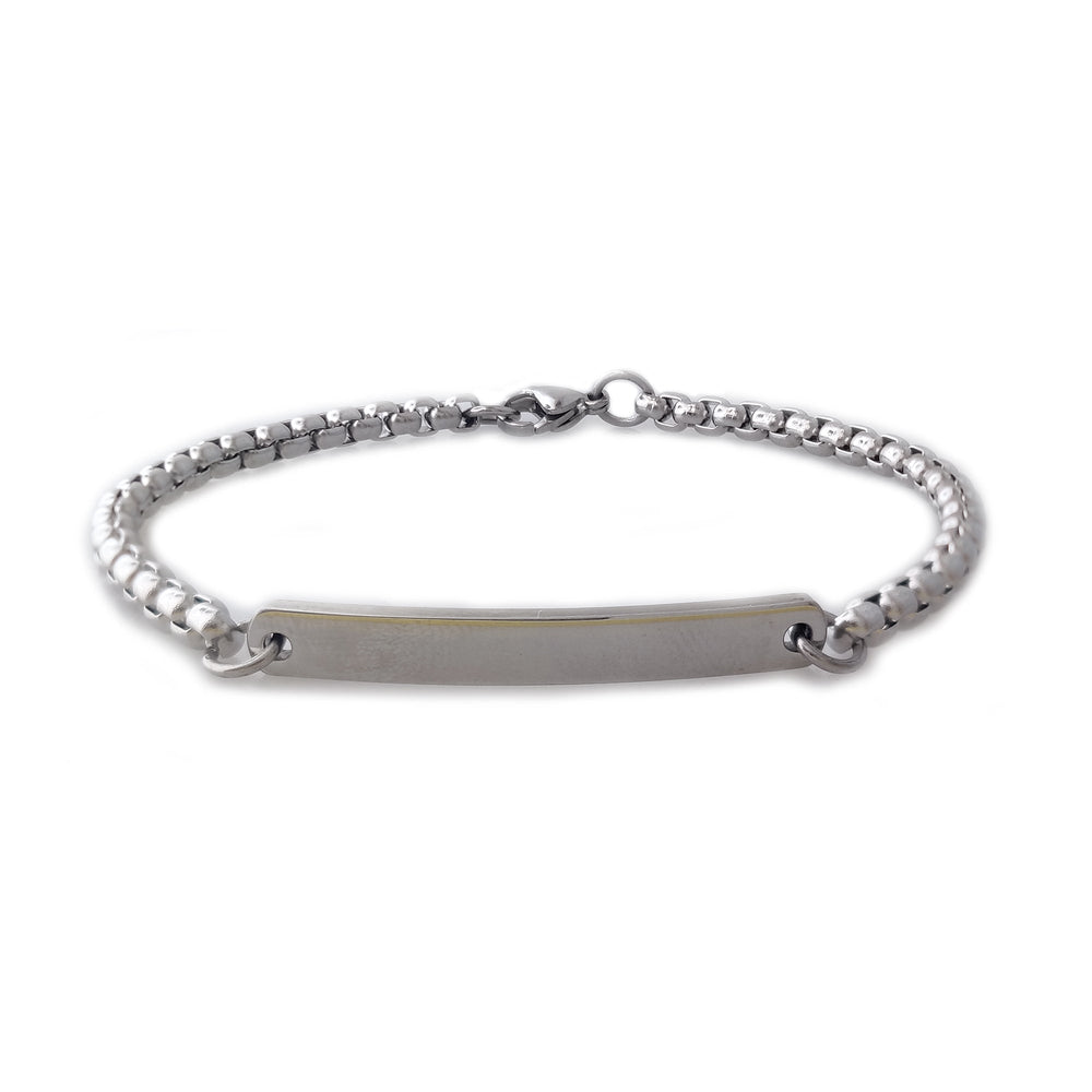 Men's Silver Stainless Steel engravable Bracelet