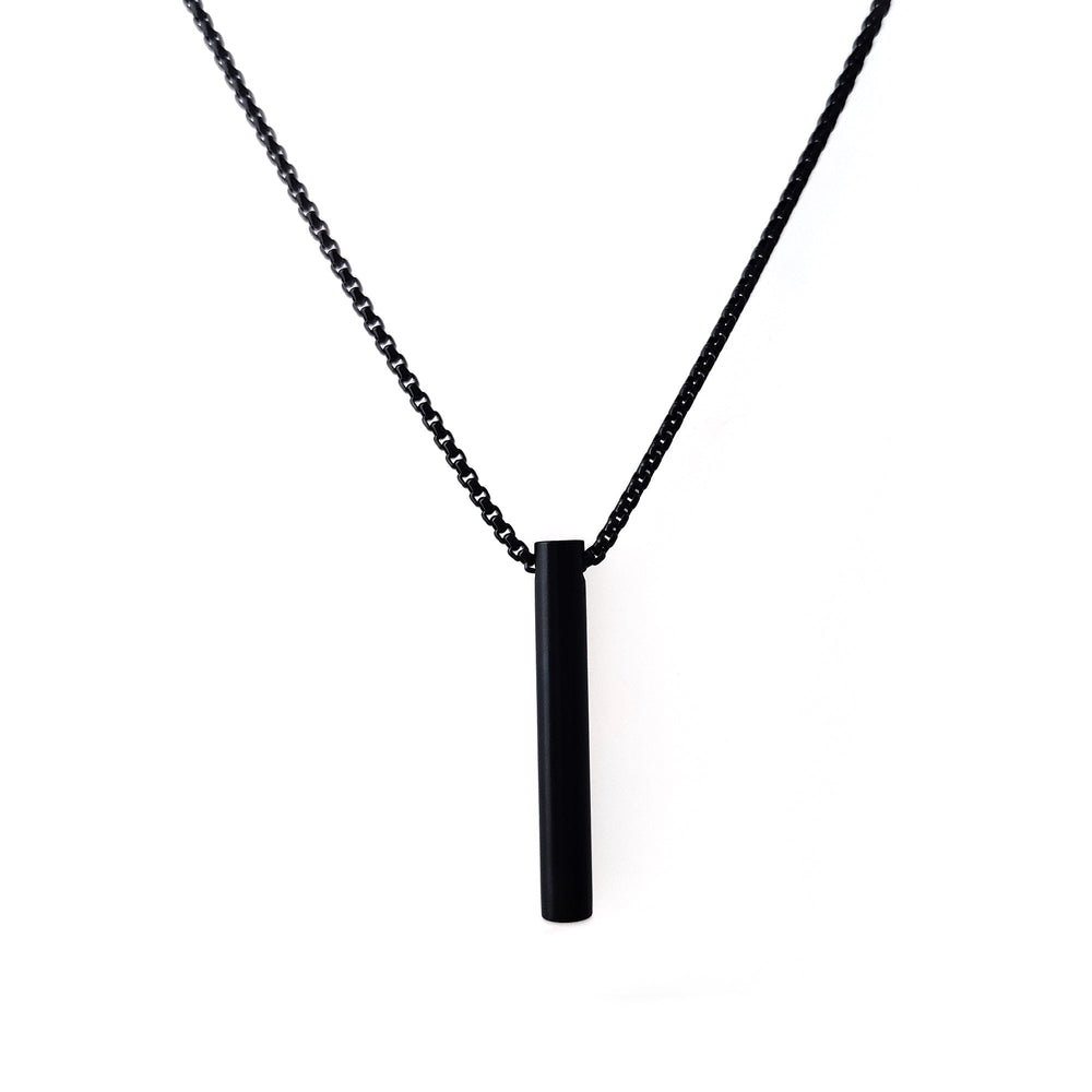 Black Stainless Steel Cylindrical Bar Pendant