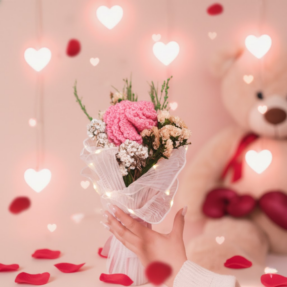 Pink Whisper Crochet Carnations – Handcrafted Forever Flower Décor | ArteCasa