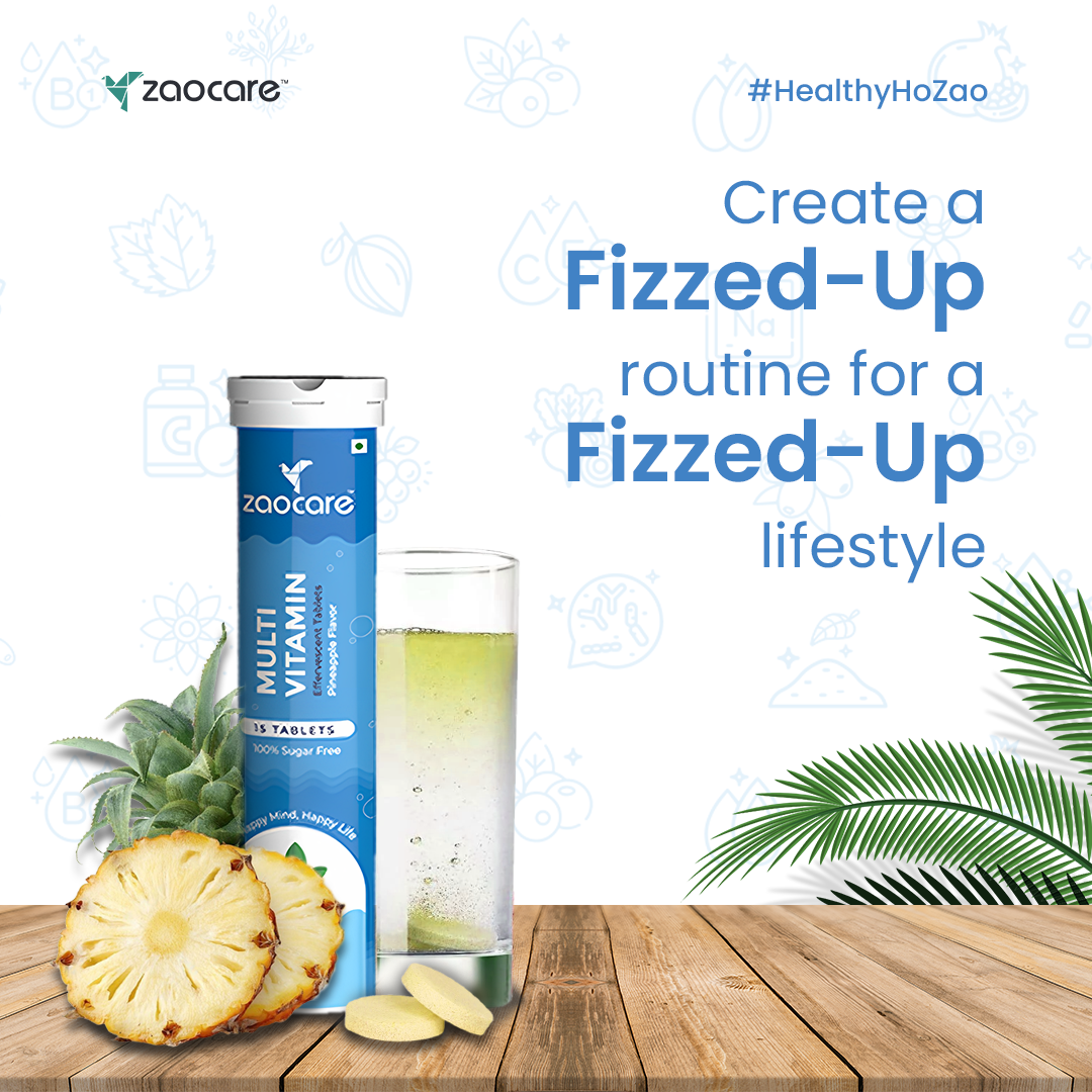 Zaocare Multivitamin Effervescent Tablets For Men & Women | Plant Based Supplements | For Overall Health