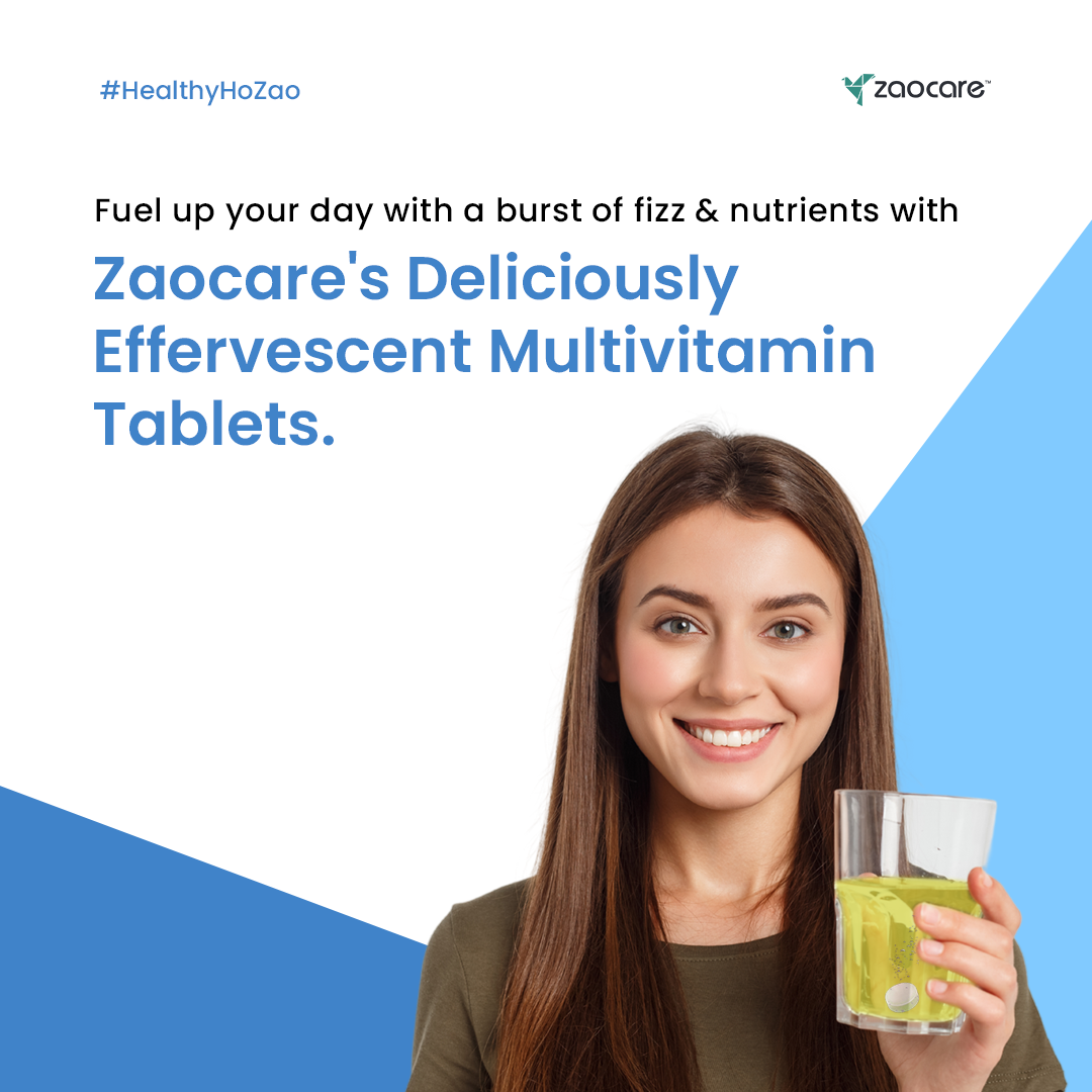 Zaocare Multivitamin Effervescent Tablets For Men & Women | Plant Based Supplements | For Overall Health