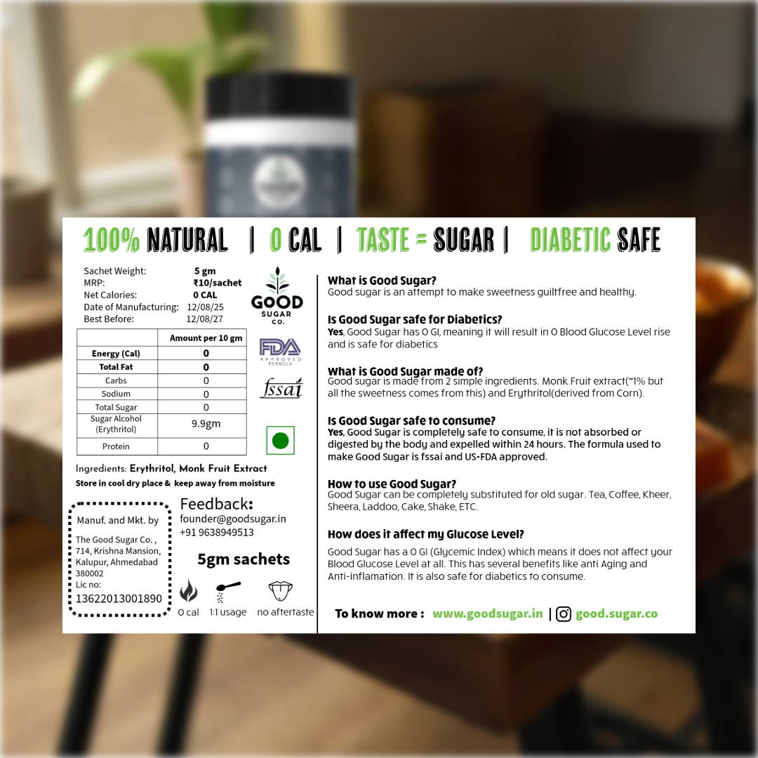 Good Sugar Monk Fruit Sugar Sachet Box