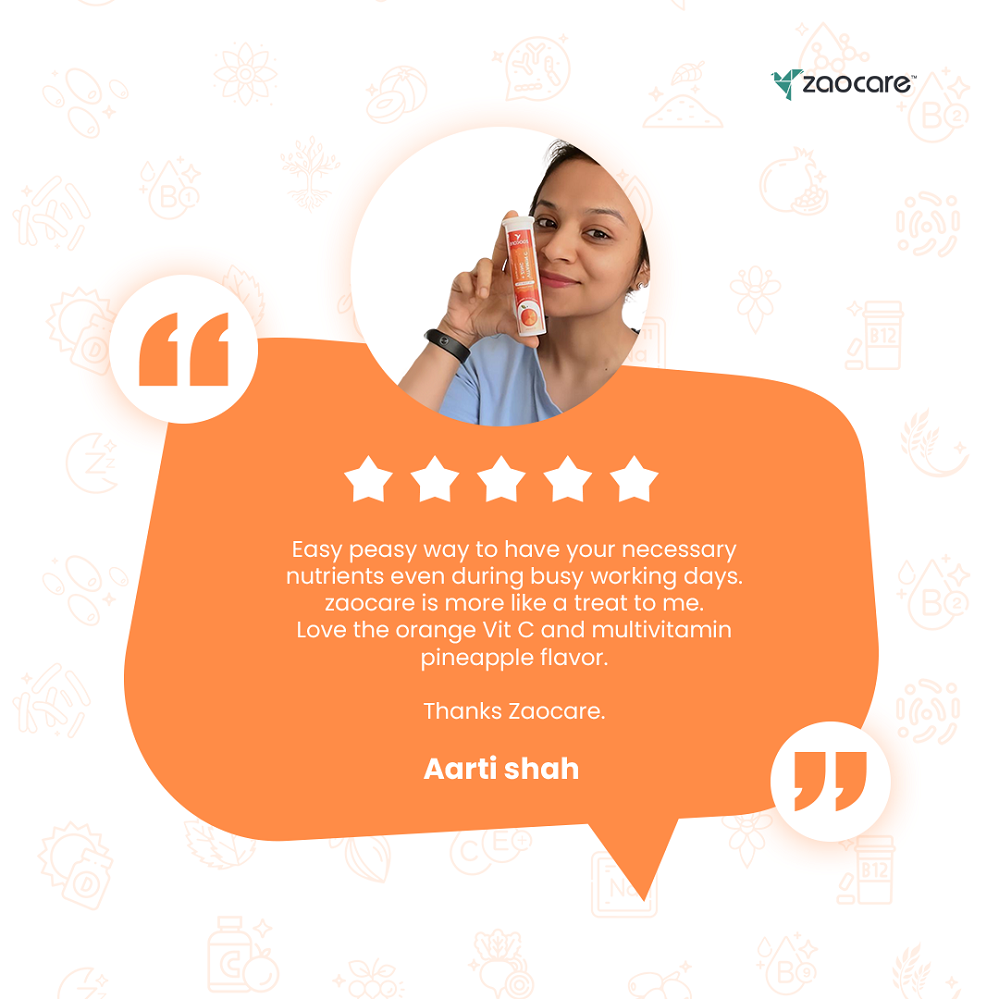 Zaocare Vitamin C & Zinc Effervescent Tablets For Glowing Skin | Immunity Booster | For Men & Women