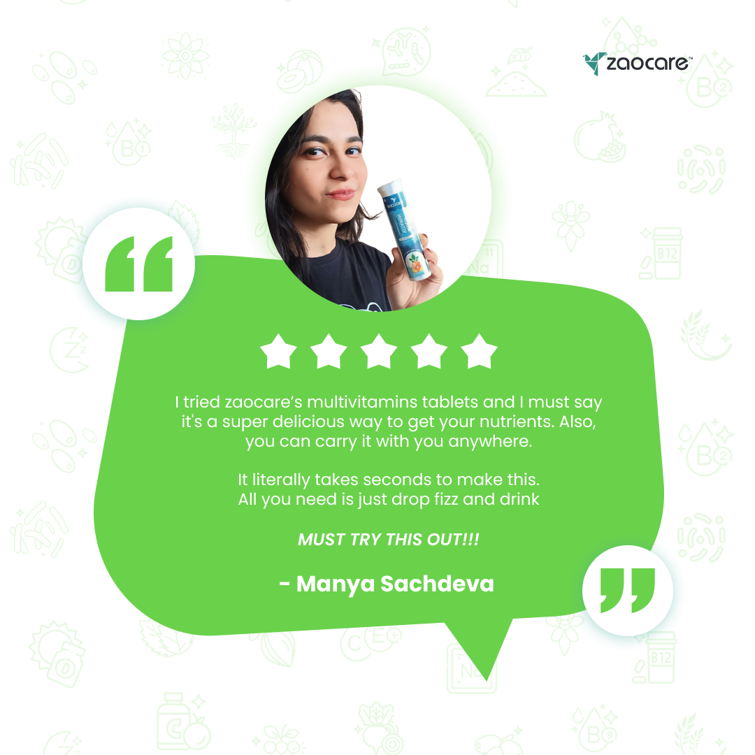 Zaocare Multivitamin Effervescent Tablets For Men & Women | Plant Based Supplements | For Overall Health