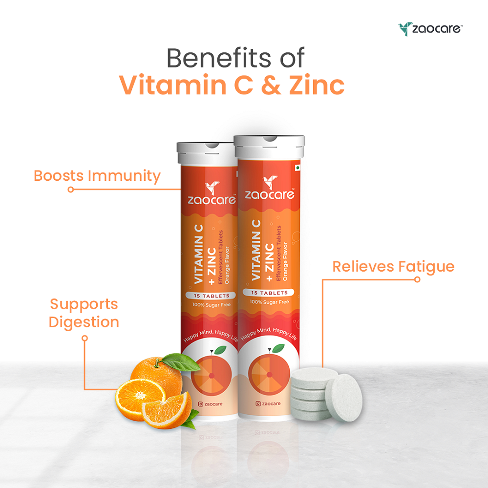Vitamin C & Zinc Effervescent Tablets For Glowing Skin | Immunity Booster | For Men & Women