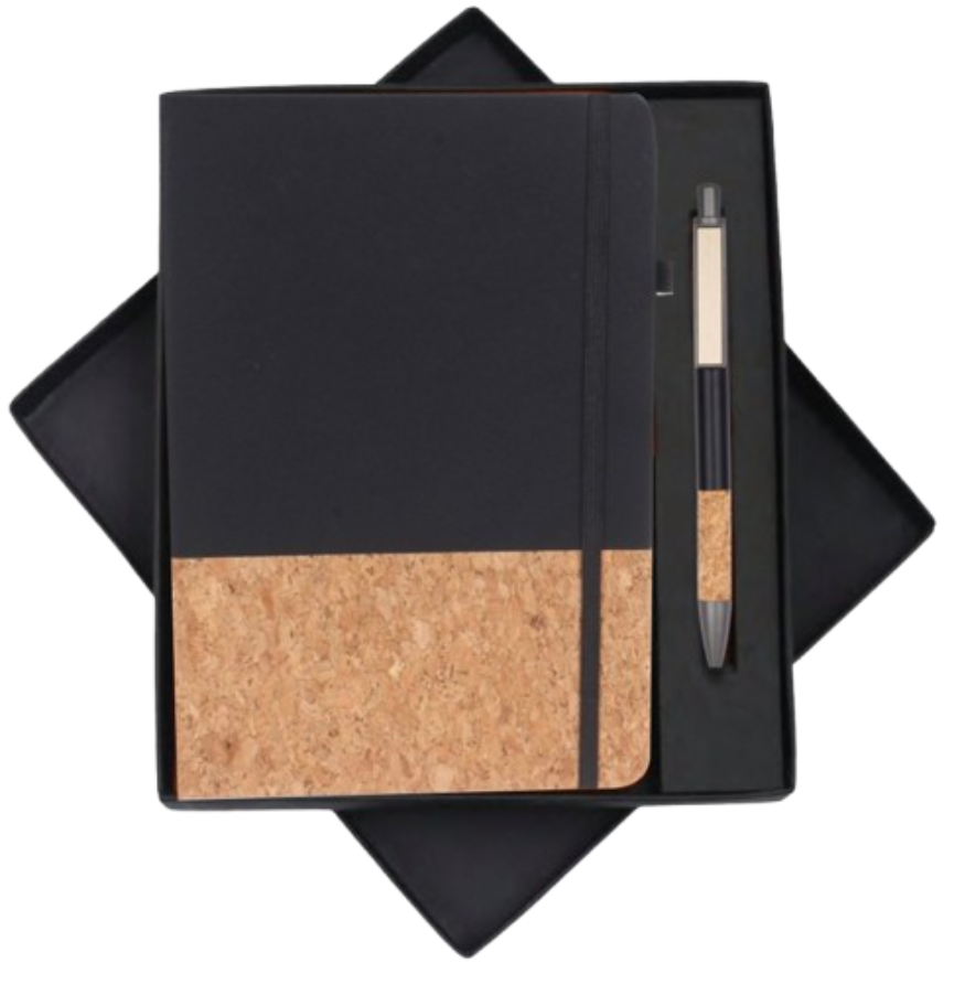 MiRa Gifting Solutions Black & Cork Eco Notebook and Pen Gift Set