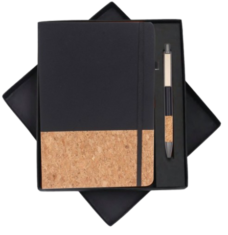 MiRa Gifting Solutions Black & Cork Eco Notebook and Pen Gift Set